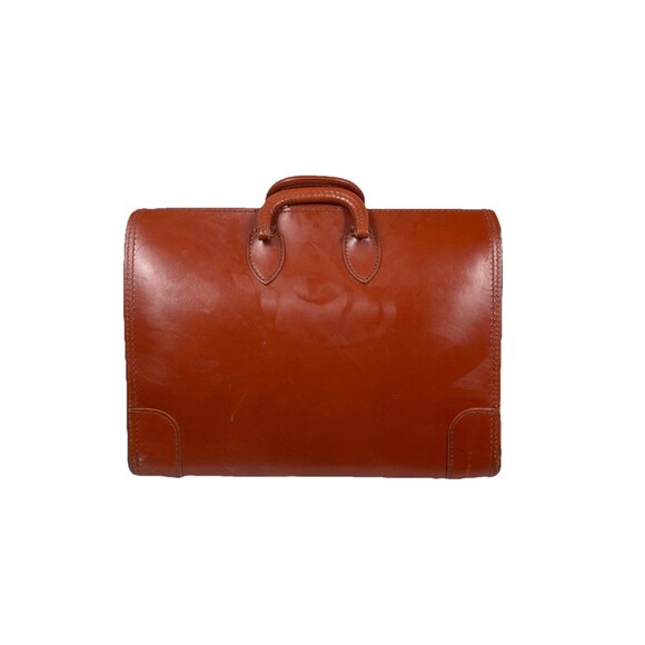 VTG Brown Leather Automatic Brass Hardware Doctor Bag Satchel Frame Gladstone - Picture 2 of 9